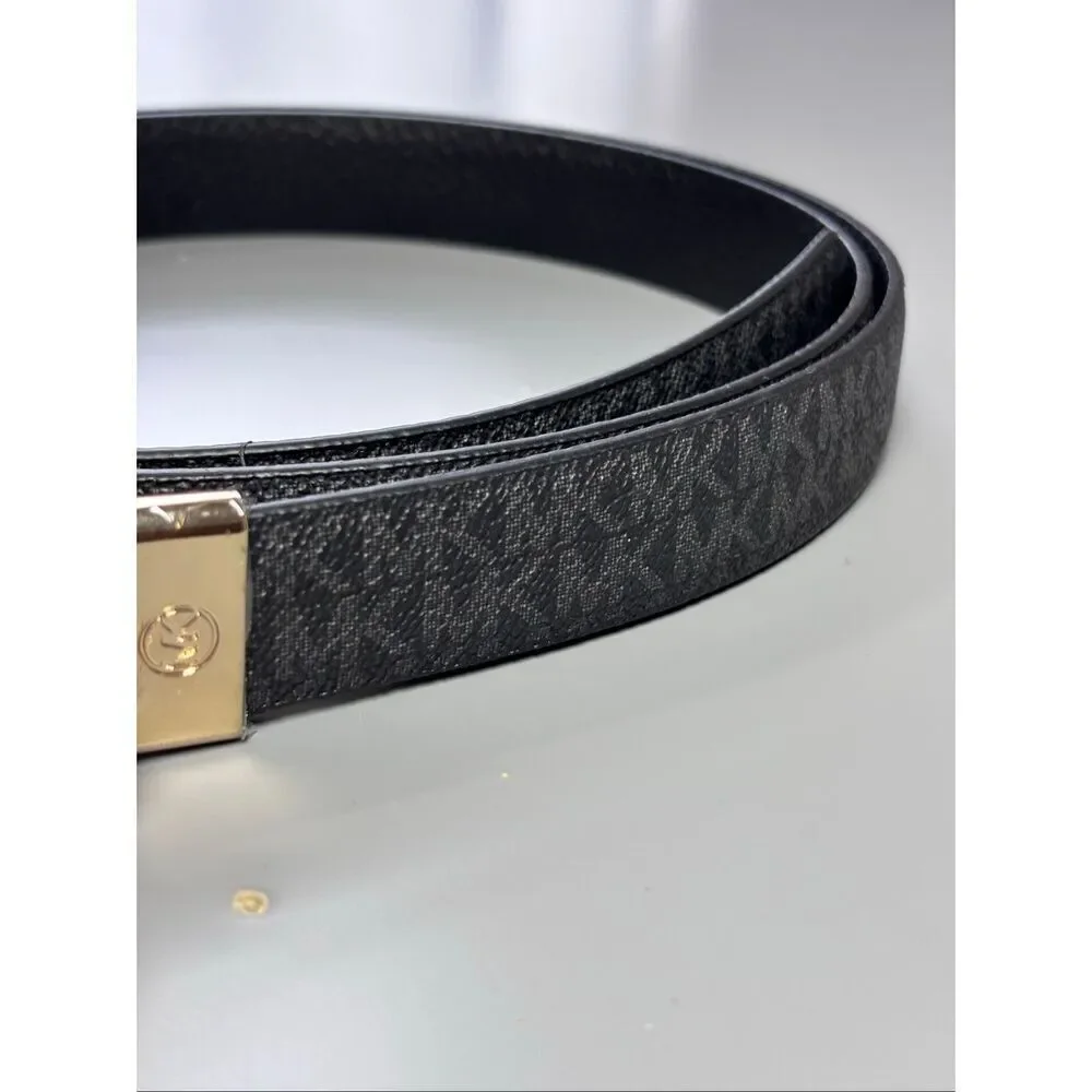 Michael Kors twist Reversible leather Belt black logo XXL new